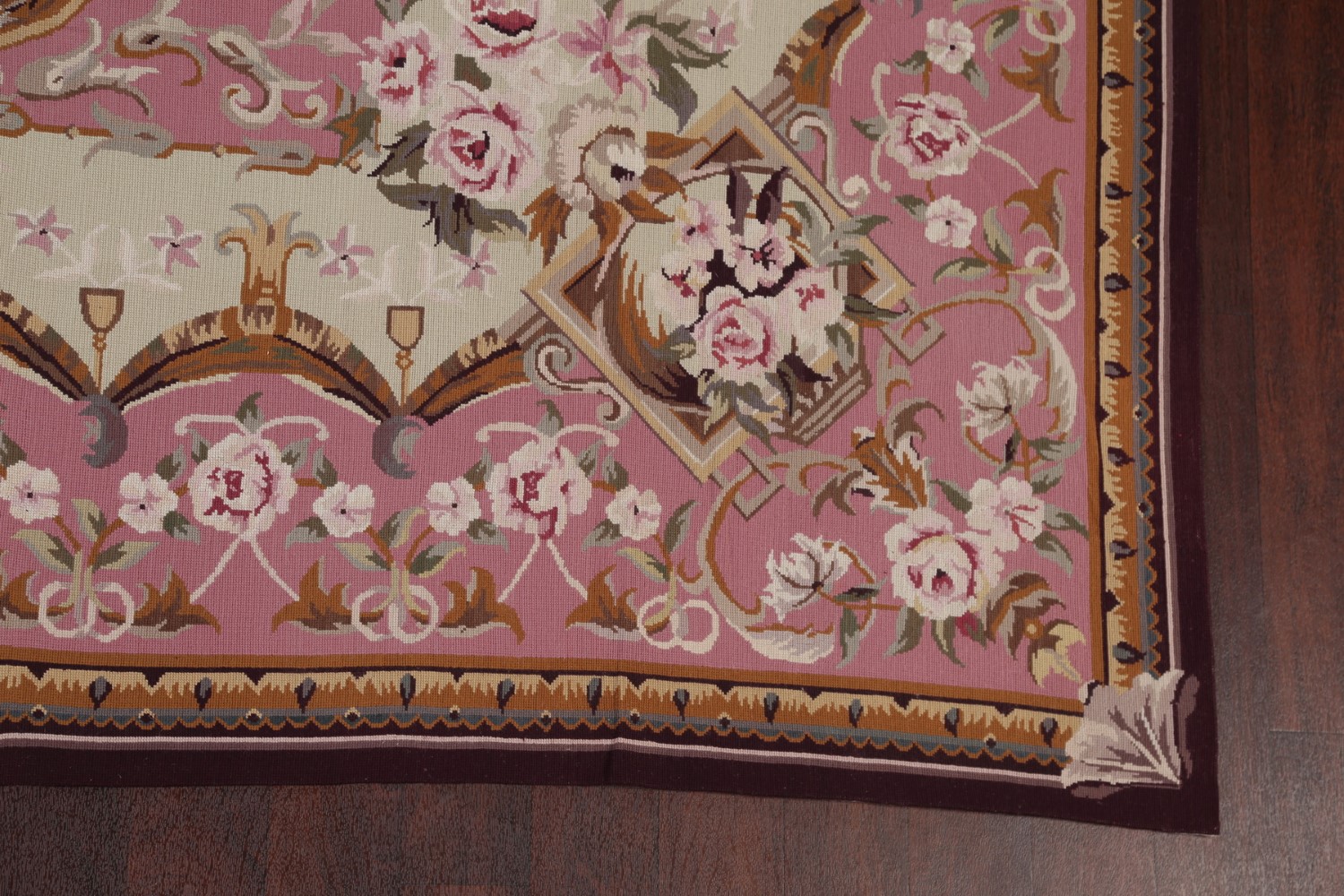 NEW PINK Aubusson Floral Savonnerie Needlepoint Chinese Oriental Area