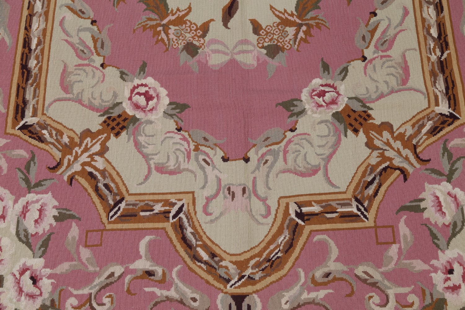 NEW PINK Aubusson Floral Savonnerie Needlepoint Chinese Oriental Area