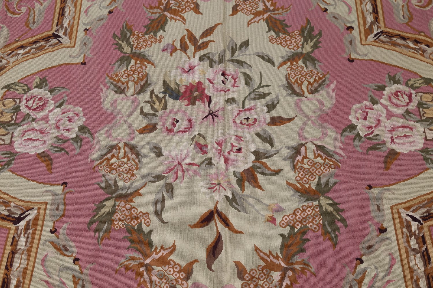 NEW PINK Aubusson Floral Savonnerie Needlepoint Chinese Oriental Area