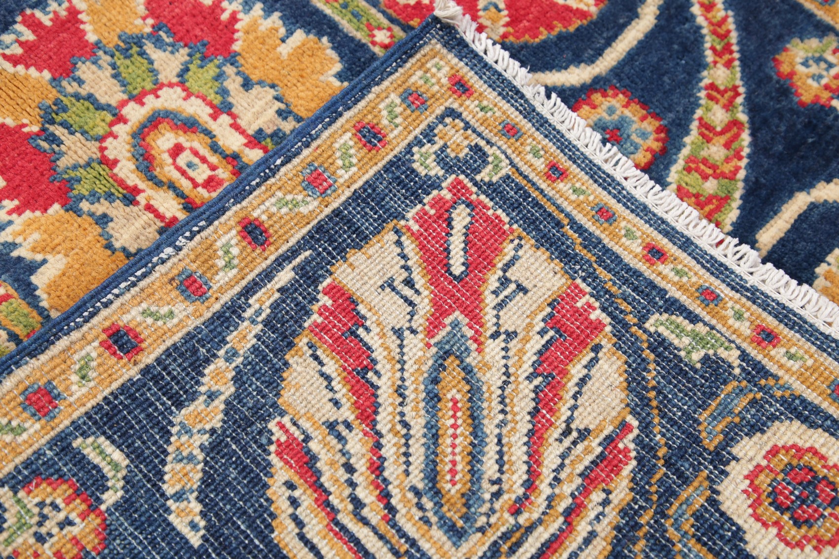 Art & Craft Mission Style Aegean Blue Kazak Oriental Handmade Wool Rug