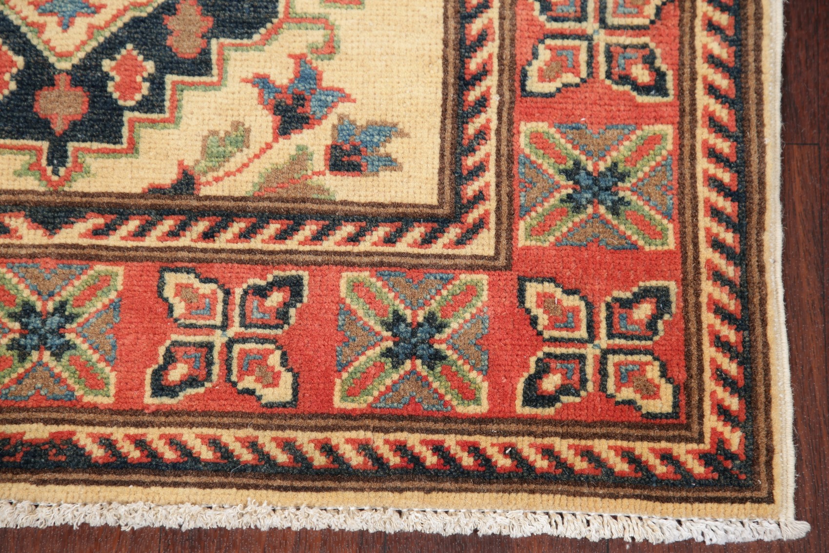 LIGHT COLOR 10 ft IVORY Runner Kazak Geometric Tuscan Oriental Rug 9' 7
