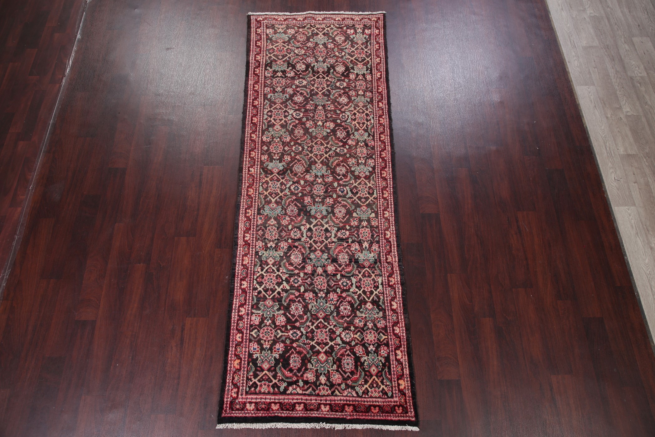 Antique Vegetable Dye Dark Brown 10 ft Runner Sultanbad Wool Rug