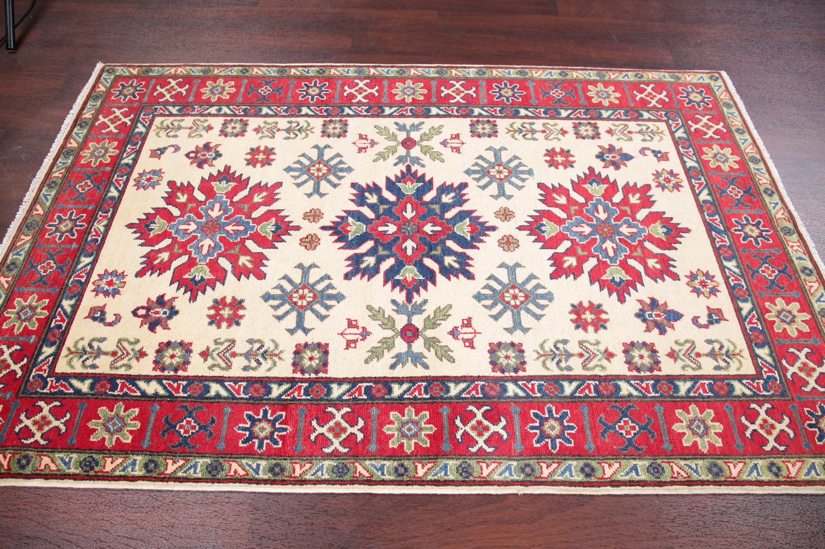 NEW 4x6 IVORY Geometric Super Kazak Oriental Area Rug HandKnotted
