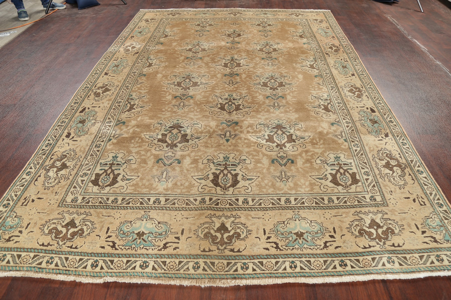 Vintage Peach Brown MUTED Kashmar Area Rug AntiqueWashed Color Wool