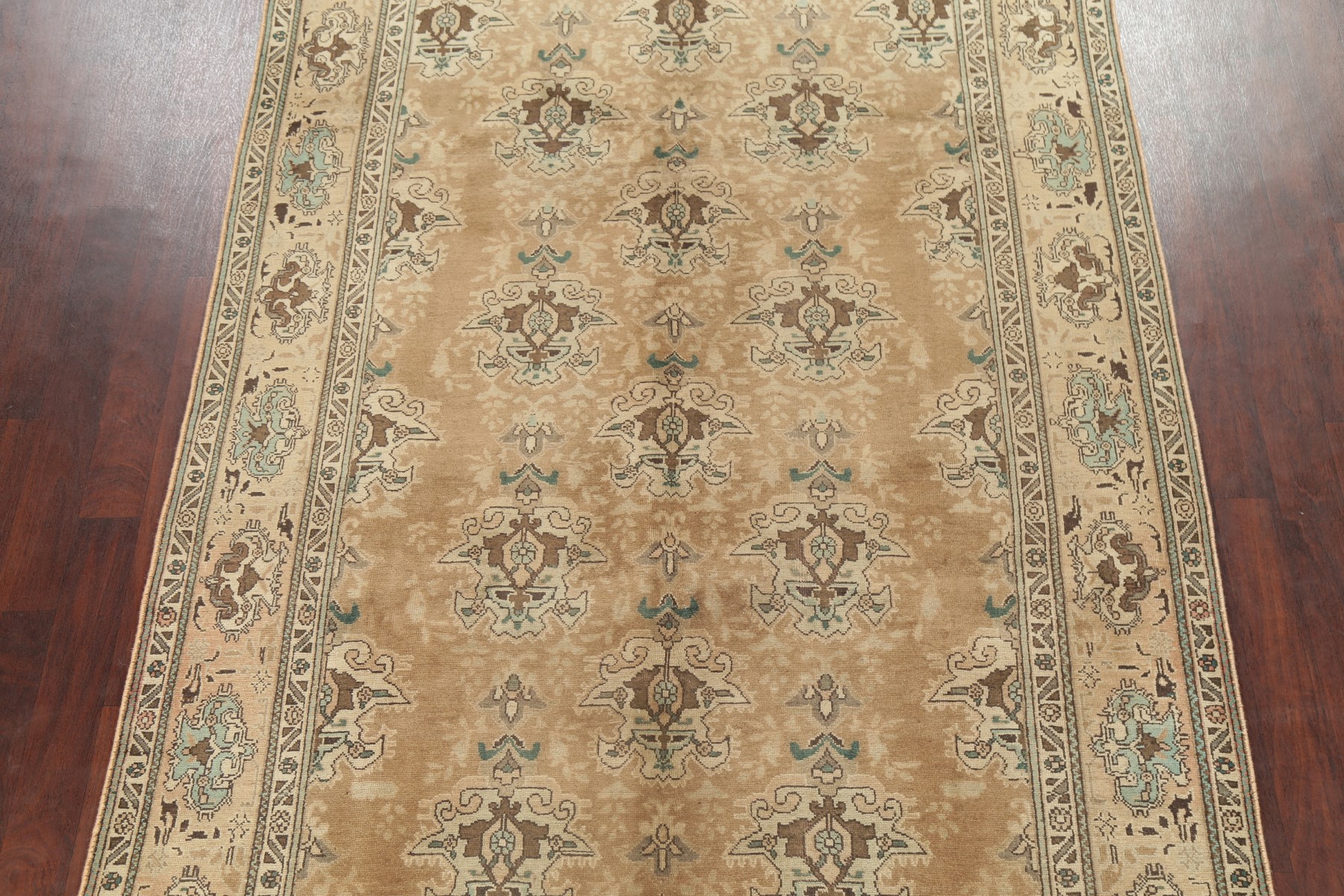 Vintage Peach Brown MUTED Kashmar Area Rug AntiqueWashed Color Wool
