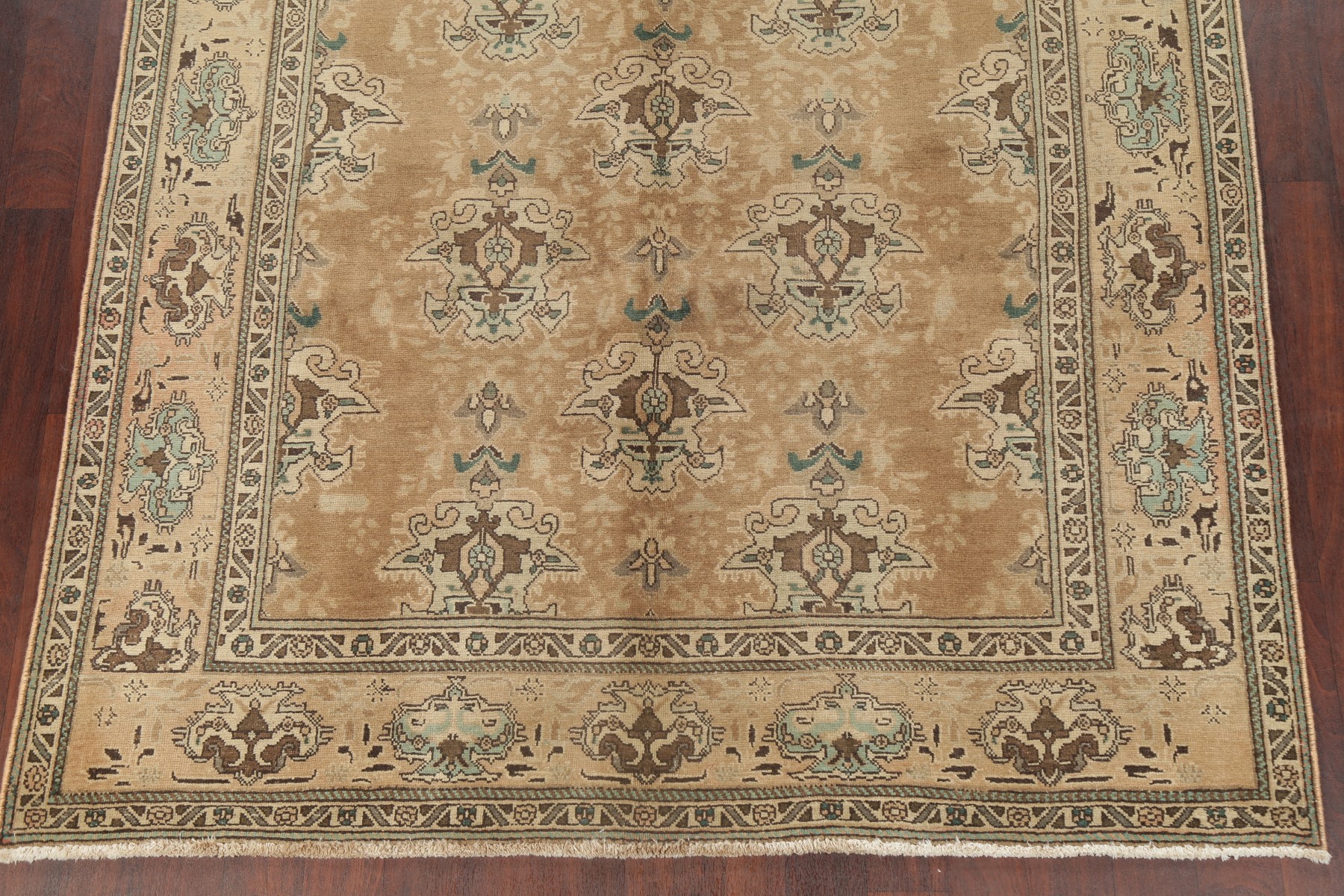 Vintage Peach Brown MUTED Kashmar Area Rug AntiqueWashed Color Wool