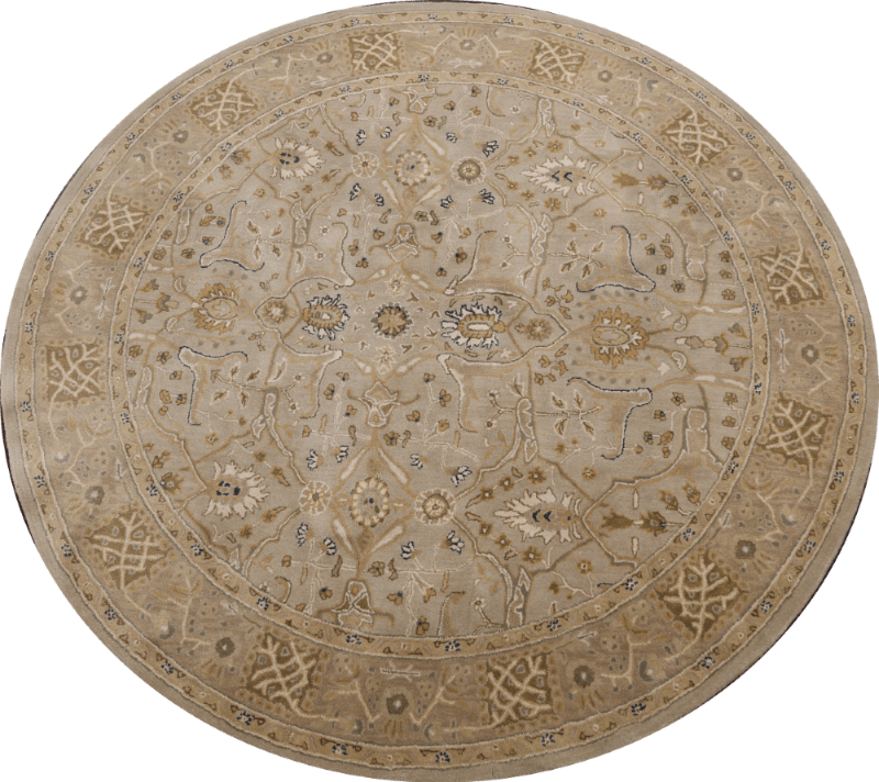 Classic AllOver Floral 8 ft Round GREEN Agra Indian Oriental Area Rug