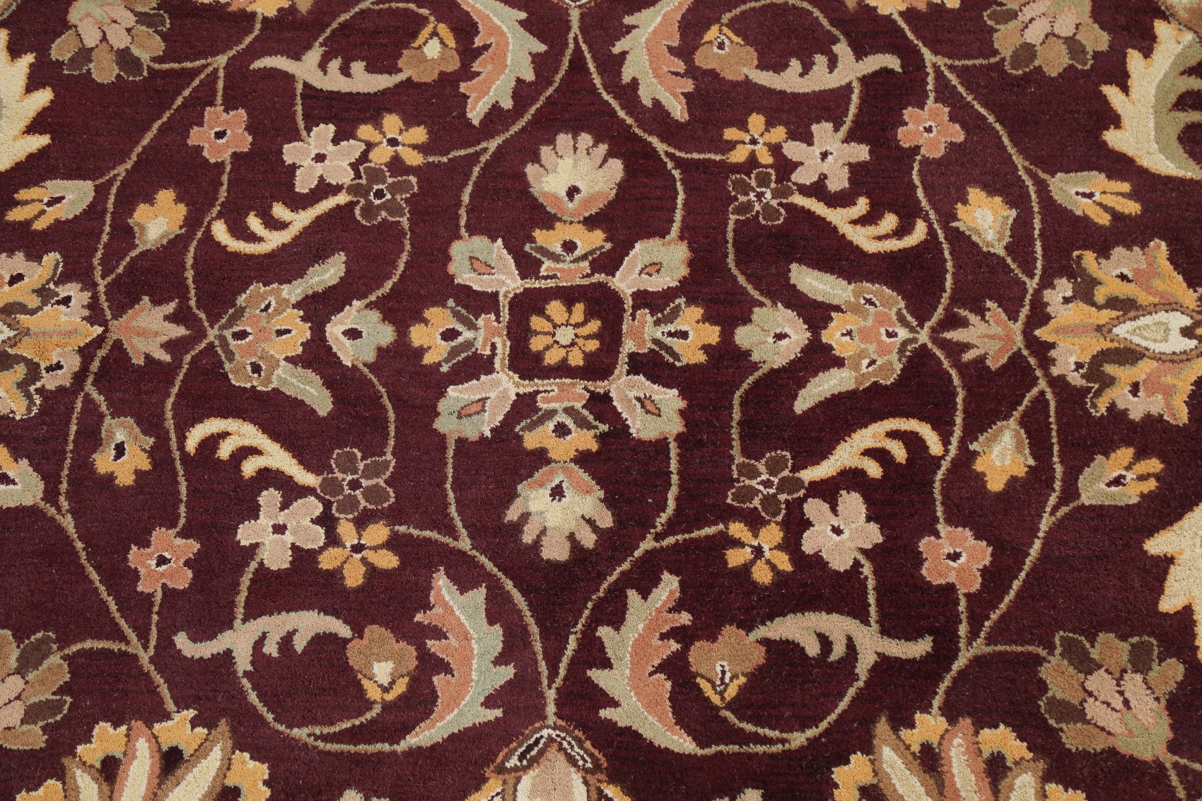 Allover Floral Dark Purple 10 ft Round Oushak Oriental Area Rug Hand