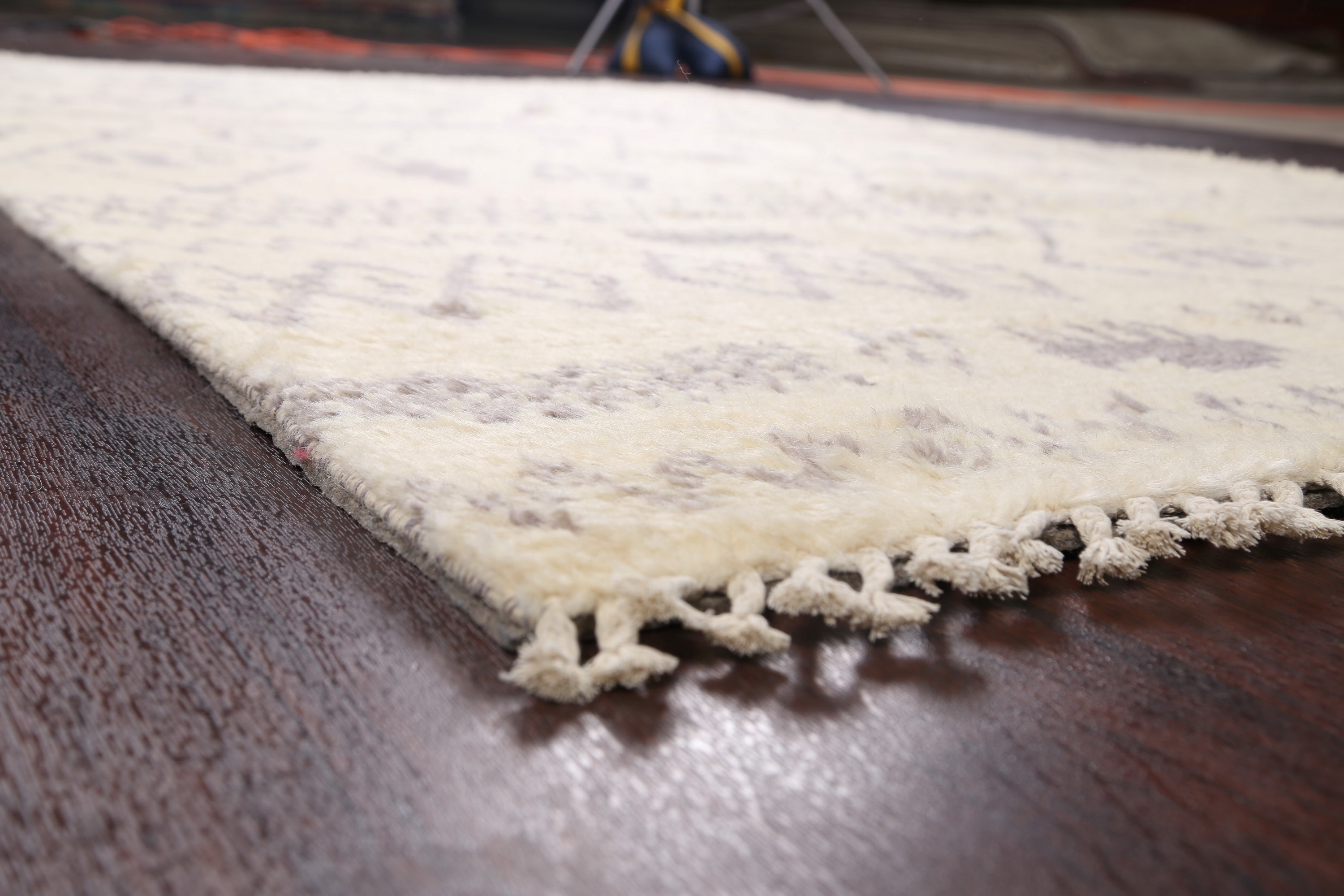 Tribal Ivory Geometric Moroccan Berber Oriental Area Rug Handknotted