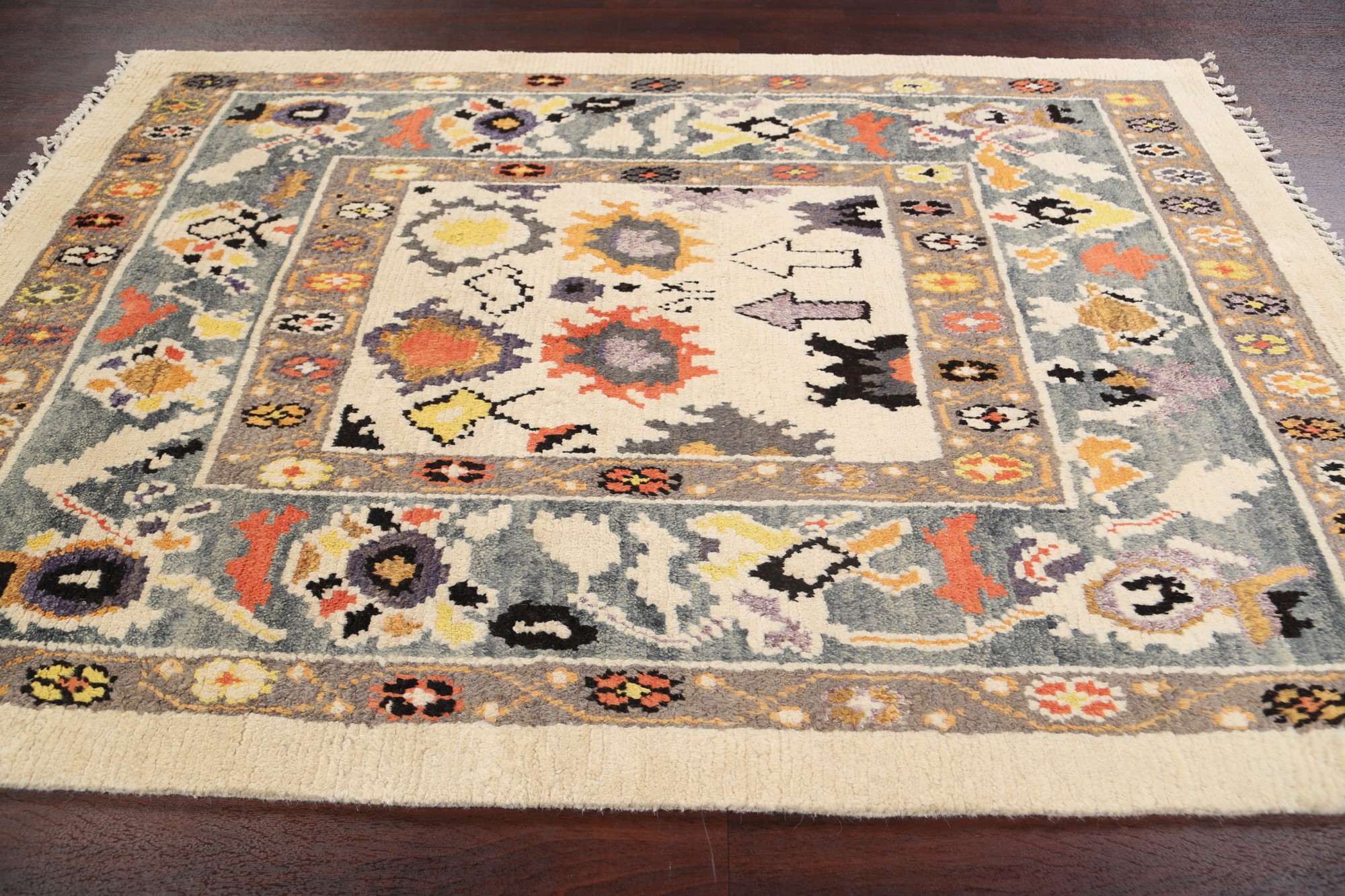 Geometric Ivory Moroccan Berber Oriental Area Rug Handknotted Wool