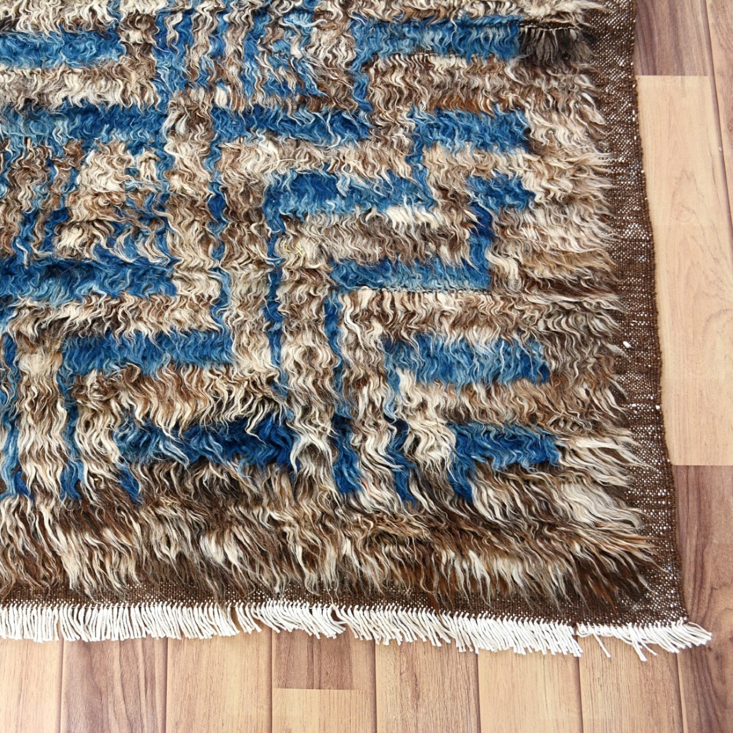 ThickPlush Geometric Modern Moroccan Shaggy Wool HandKnotted Area Rug