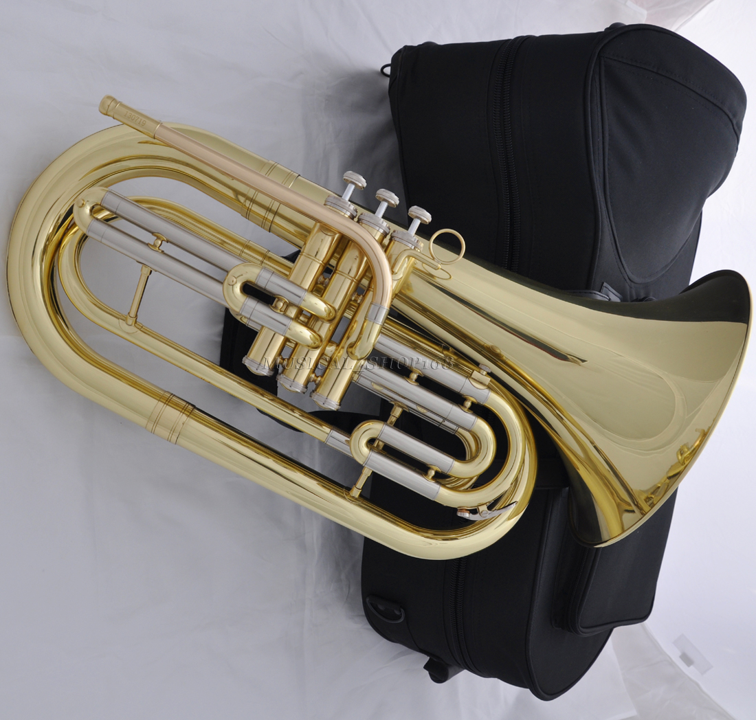 Professional gold Bb Marching Baritone Horn with new case eBay