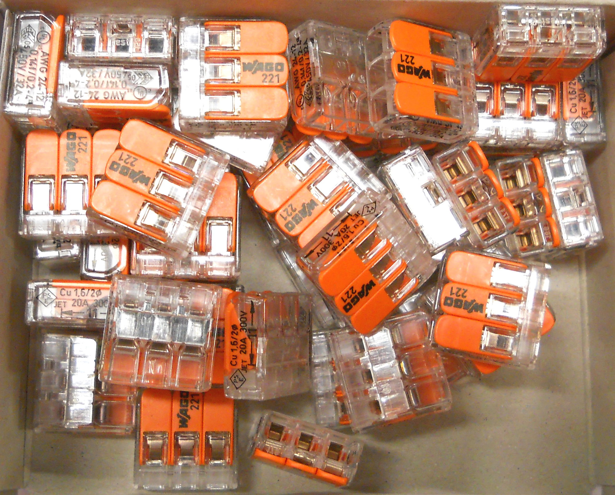 Wago 221413 LEVERNUTS 3 Conductor Compact Splicing Connectors Qty 50