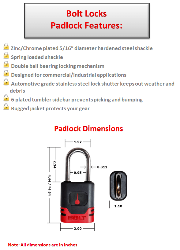 Bolt Locks 7018520 Padlock for 1990 + Jeep/Voyager/Dakota/Avenger/Liberty eBay