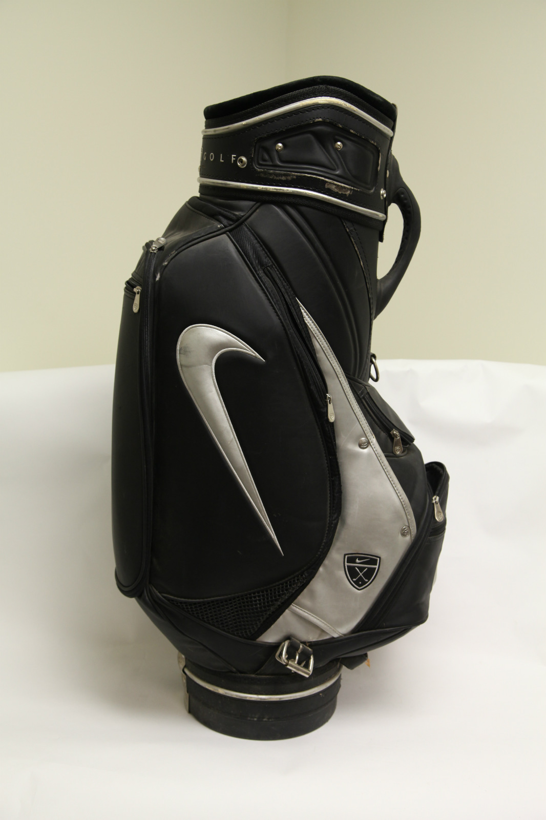 Nike Golf Swoosh Tour Staff Bag 9.5" Mouth 6Way Top Black/Silver eBay