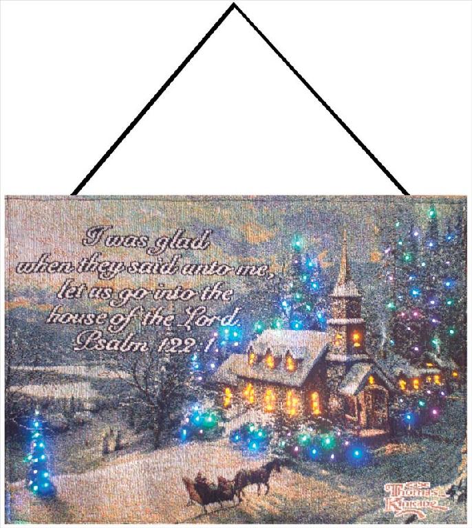 Thomas Kinkade Sleigh Ride Christmas Wall Hanging Fiber Optic Lights