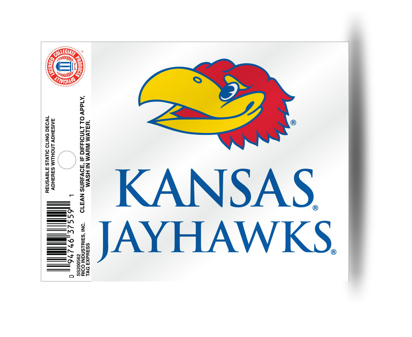 Kansas Jayhawks Head Logo Static Cling Decal Sticker Free Shipping! eBay