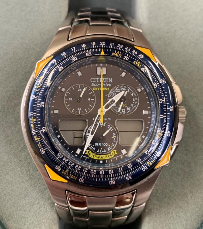 Mens Citizen EcoDrive Skyhawk Blue Angels Watch GN4S in