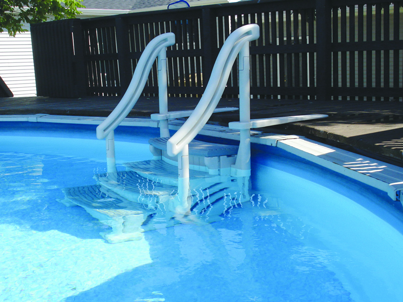 Decorate With Daria POOL DECK ENTRY CURVE STEPS Above Ground Confer Fit 48"H to 54"H Handrails