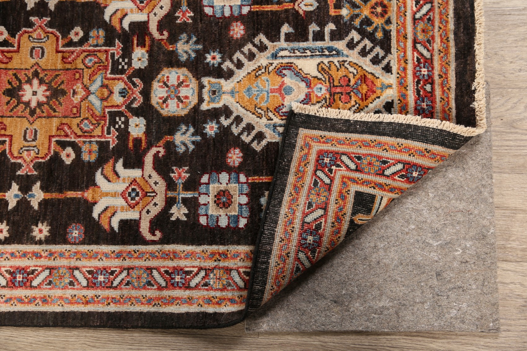 Geometric Heriz Serapi HandKnotted Dark Brown 8' Runner Rug Oriental