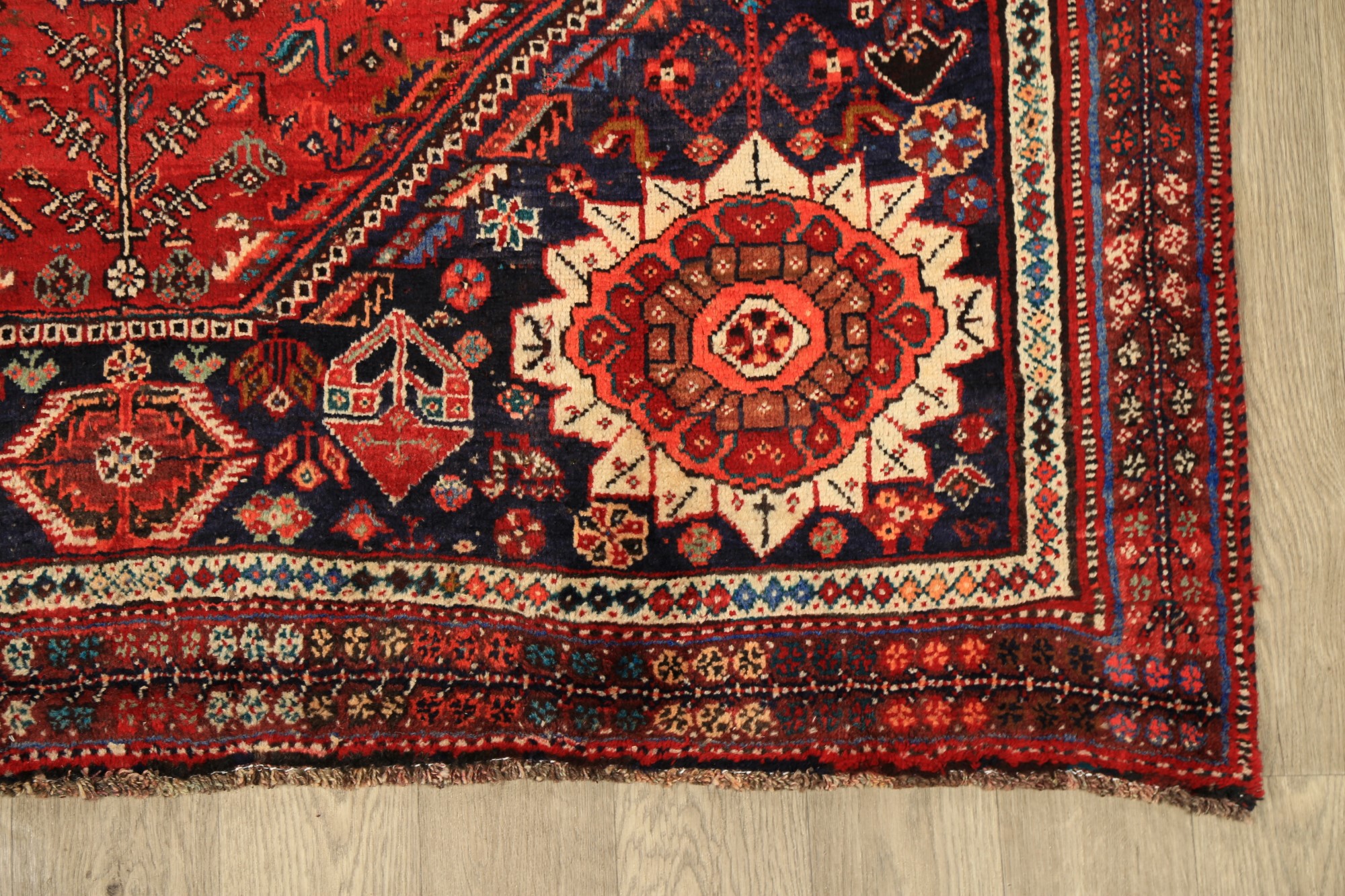 Antique Tribal Geometric Lori HandKnotted Wool Area Rug RED Oriental