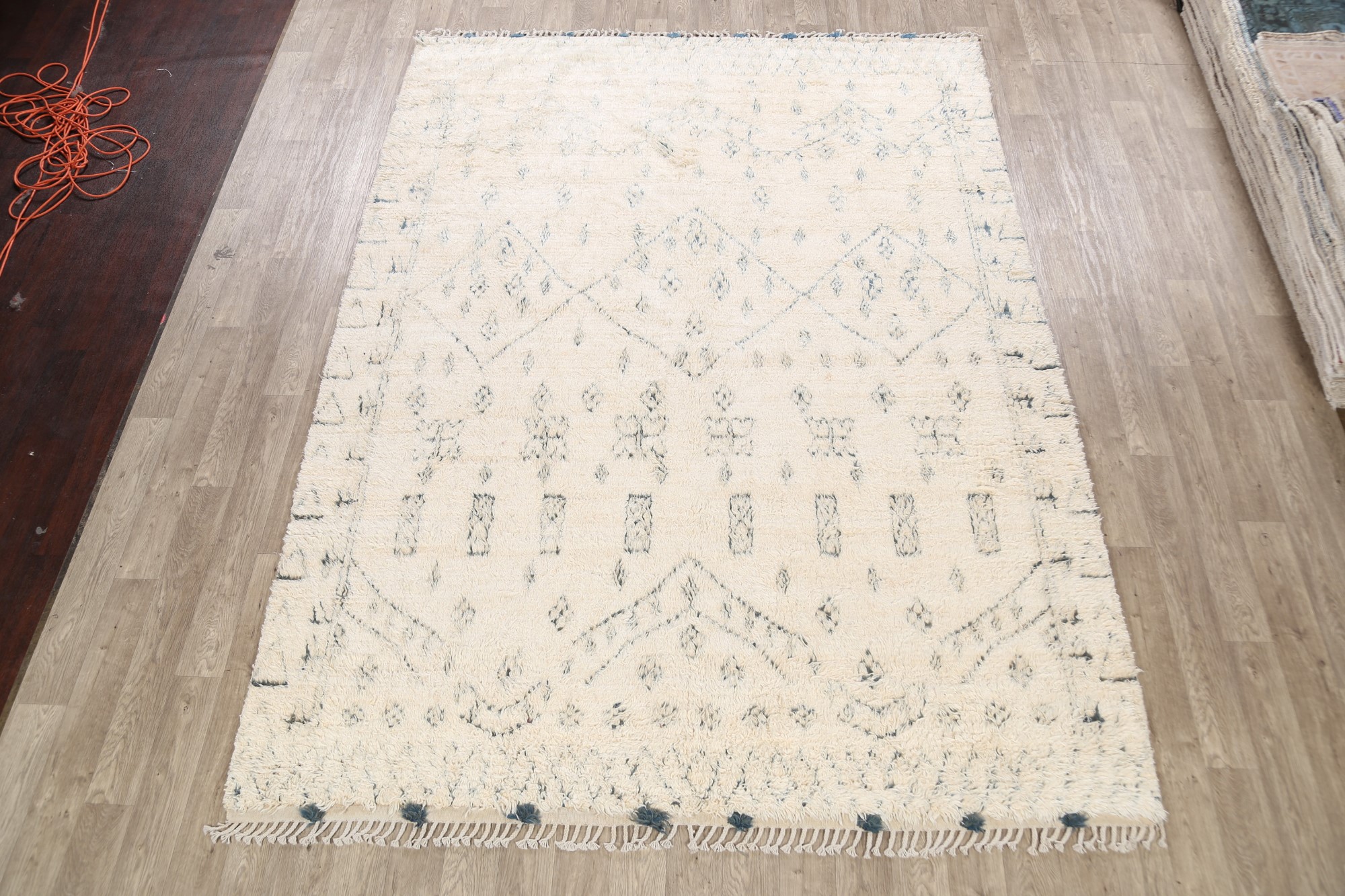 ThickPlush Geometric Modern Moroccan Ivory Berber Area Rug Handmade