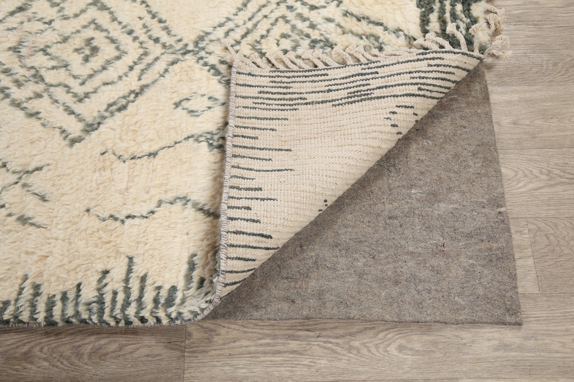 Tribal Moroccan Natural Dye Ivory Berber Handknotted Plush WOOL Area