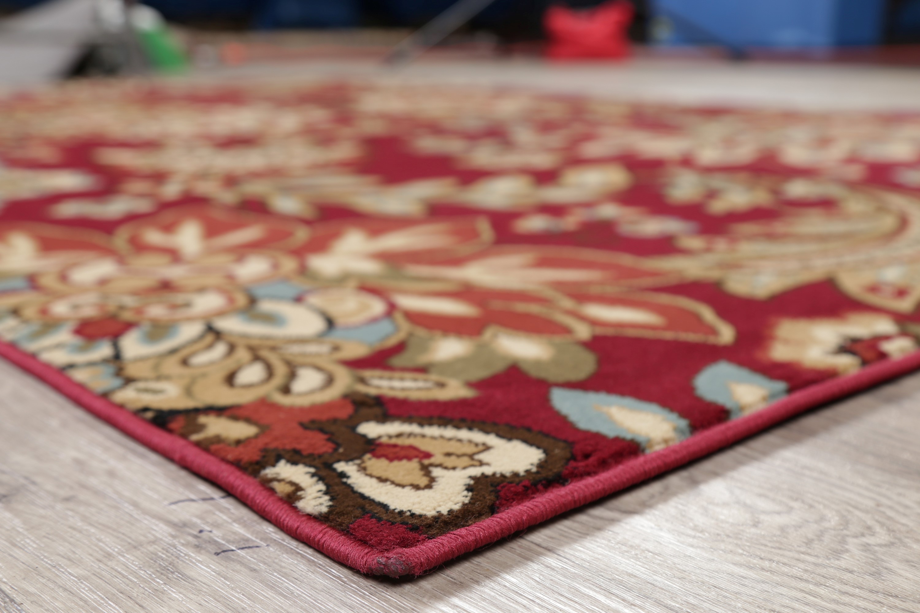 AllOver Floral Oriental Transitional Area Rug RED Machine Made Carpet