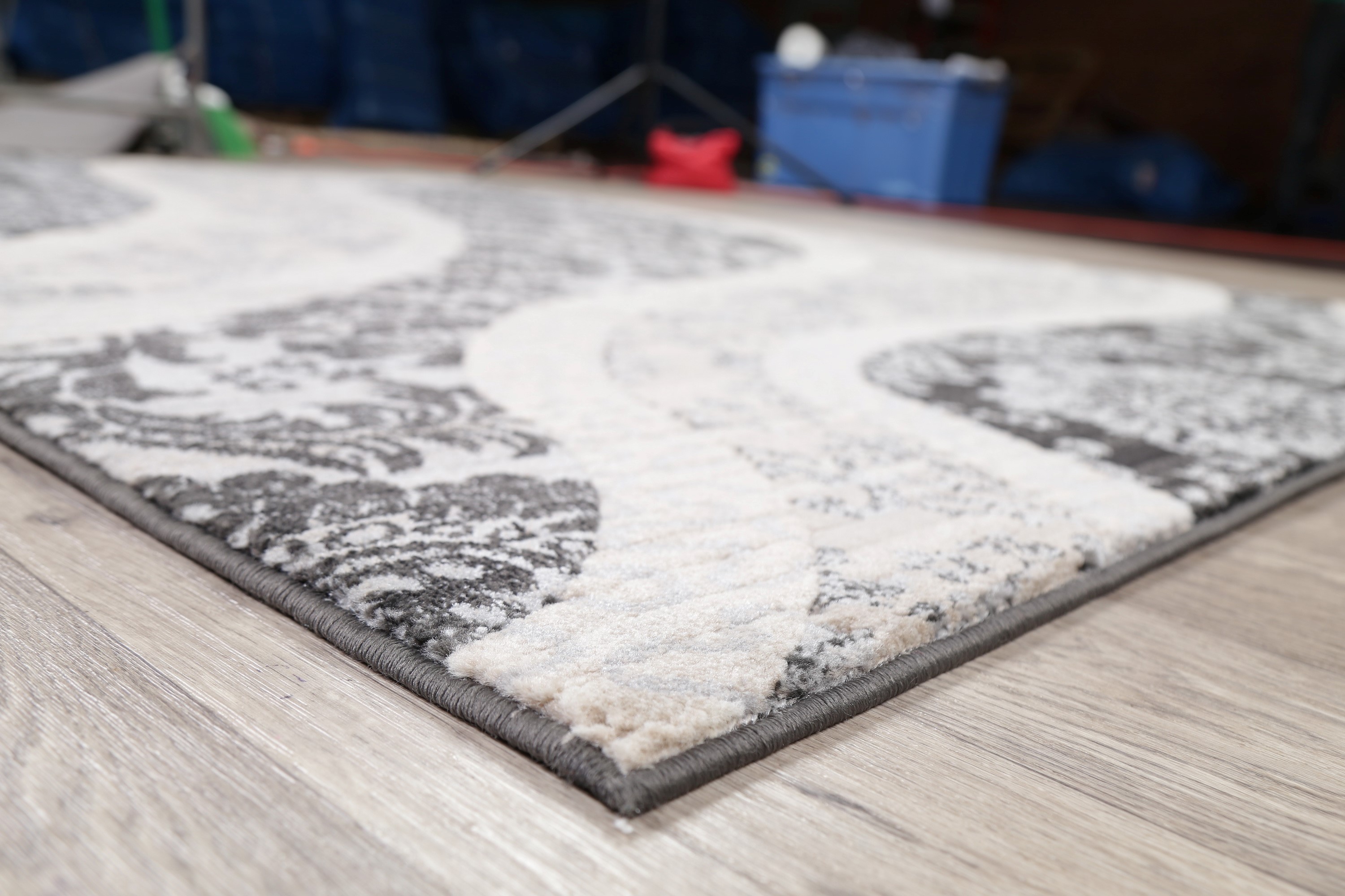 Silver Gray Tuscan Modern Floral Area Rug AllOver Oriental Wavy Carpet