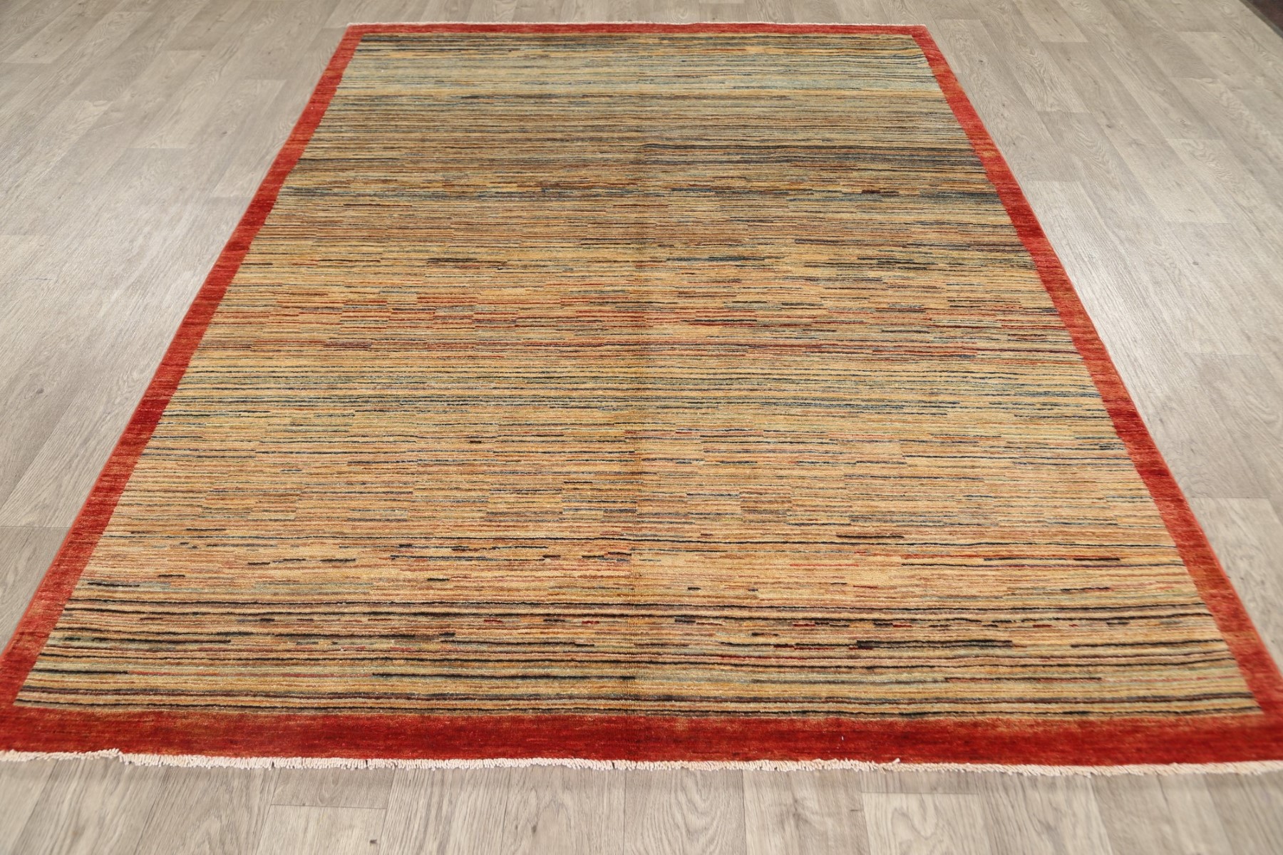 Striped Modern Gabbeh Oriental Area Rug Wool Handknotted Dining Room