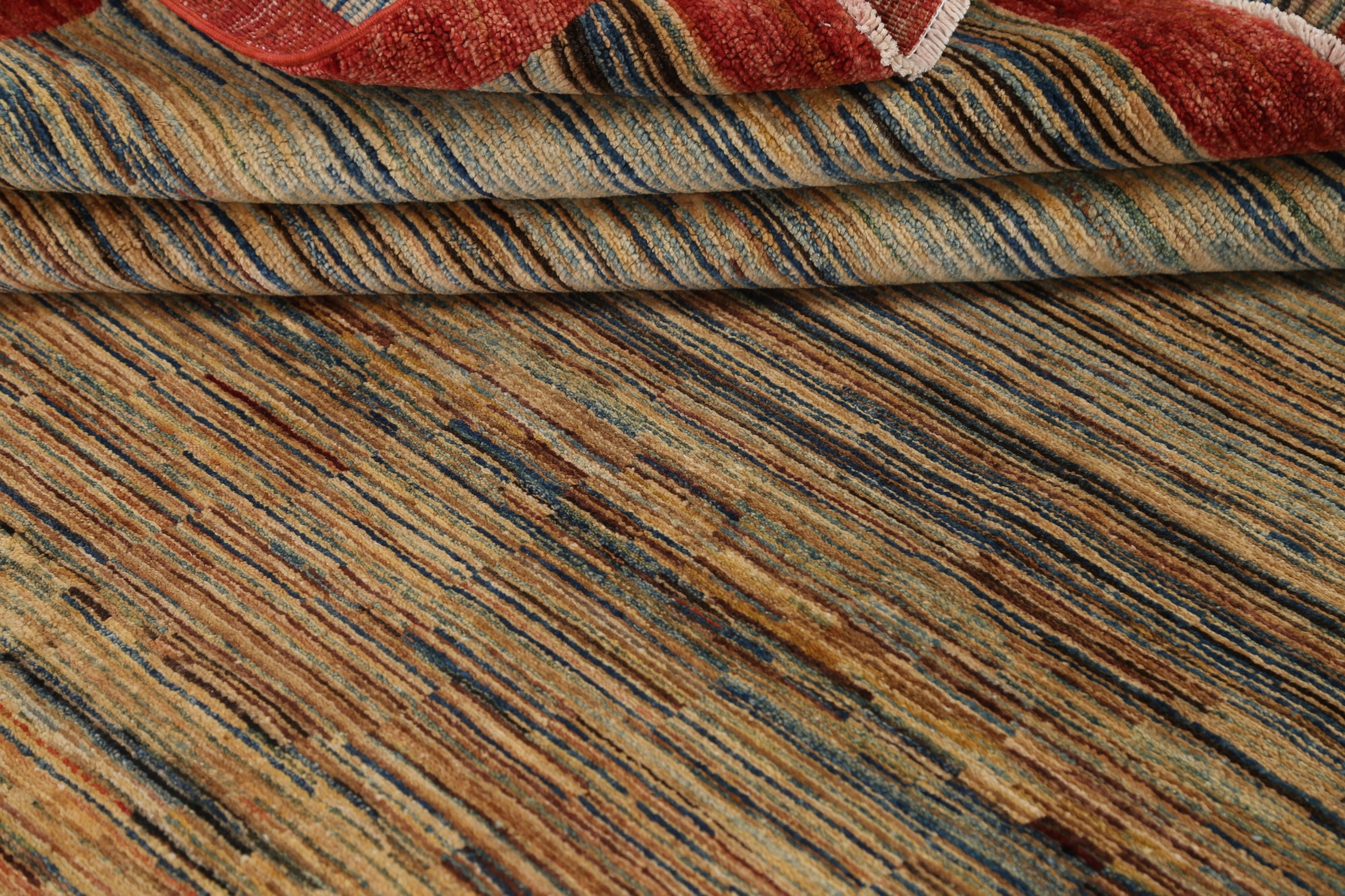 Striped Modern Gabbeh Oriental Area Rug Wool Handknotted Dining Room