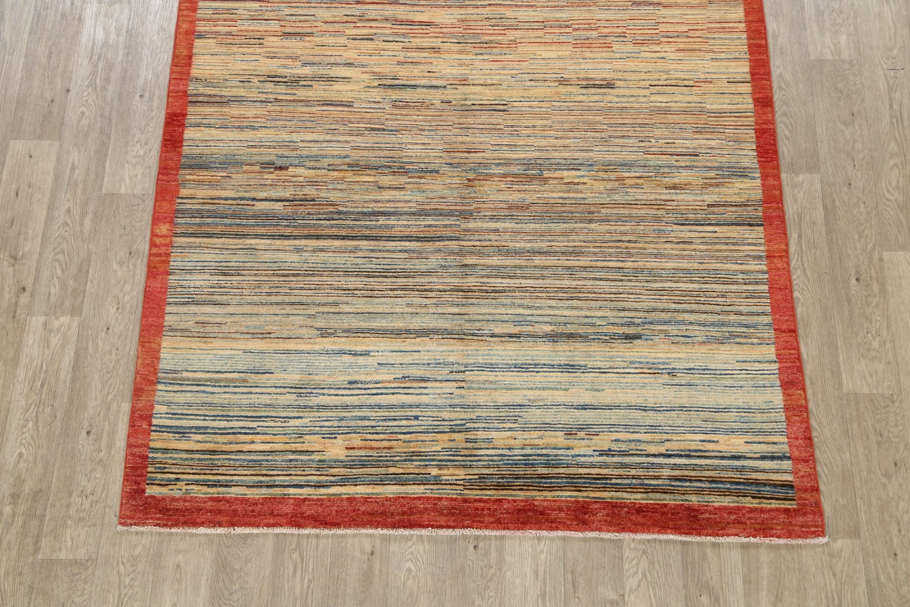 Striped Modern Gabbeh Oriental Area Rug Wool Handknotted Dining Room