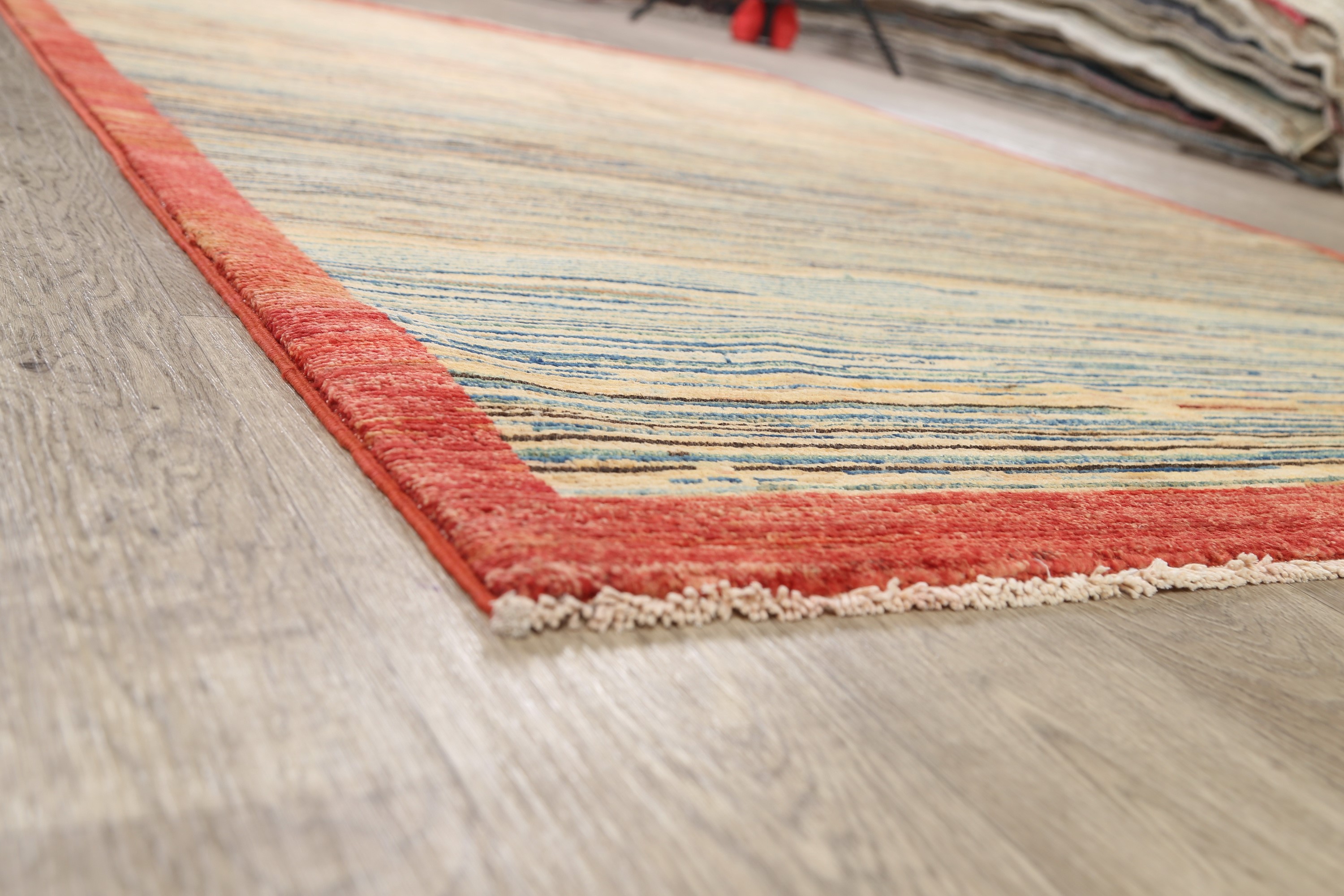 Striped Modern Gabbeh Oriental Area Rug Wool Handknotted Dining Room