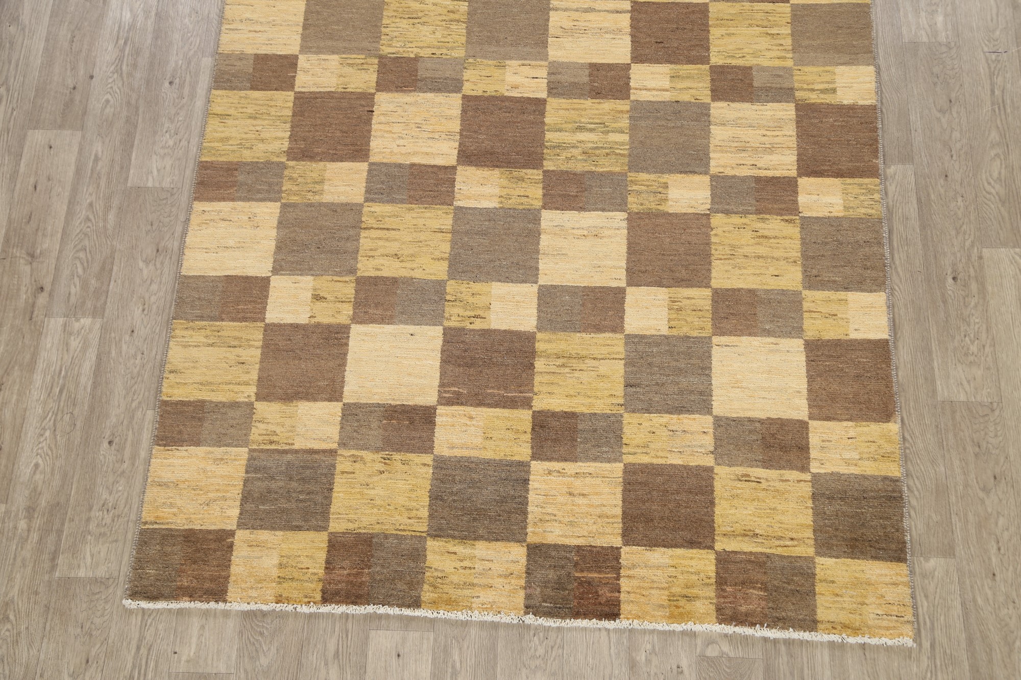 Checked Modern Gabbeh Oriental Area Rug Dining Room Handmade Wool