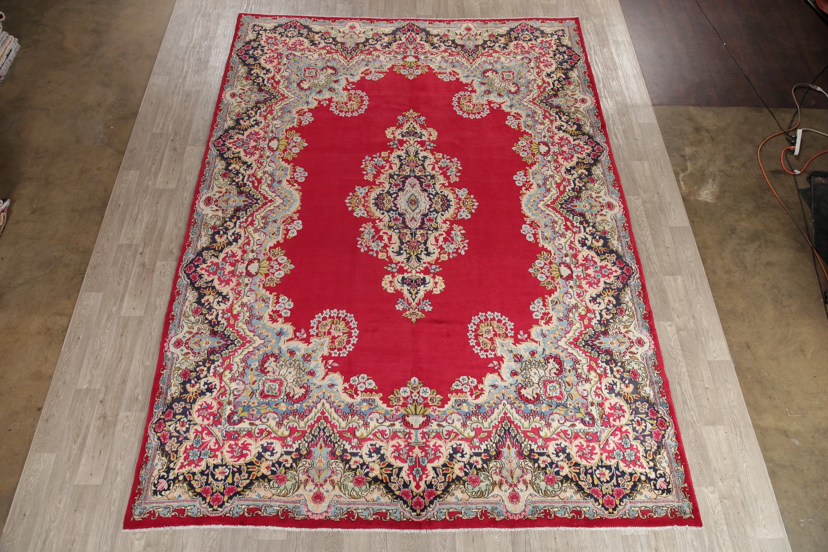 Wool Area Rug HandKnotted Floral Oriental Vintage 10 x 14 Red Carpet