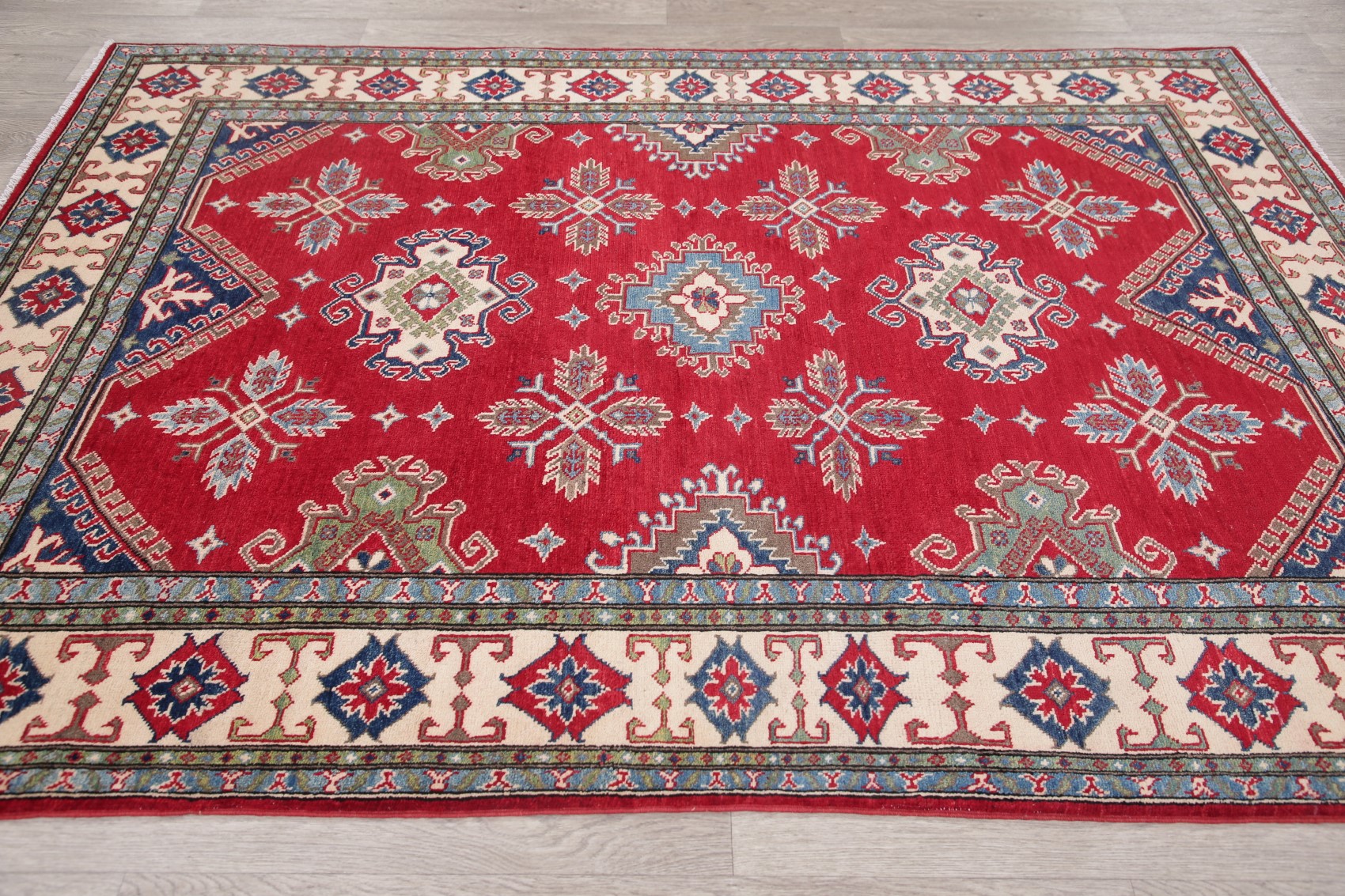 Pakistani Kazak RED Area Rug Wool Handmade Oriental Geometric New