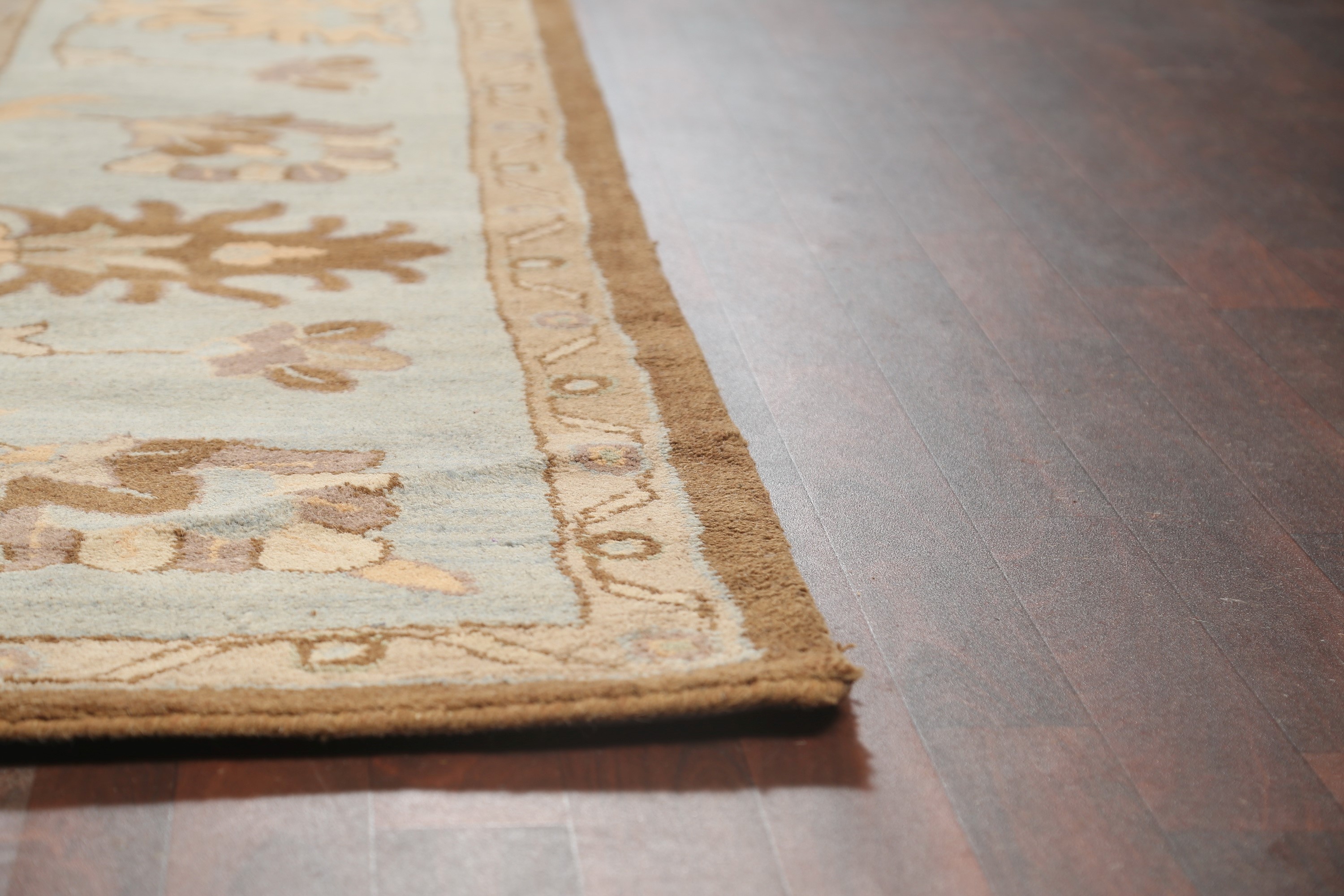 Square Brown Traditional Floral Oriental Area Rug HandTufted Wool