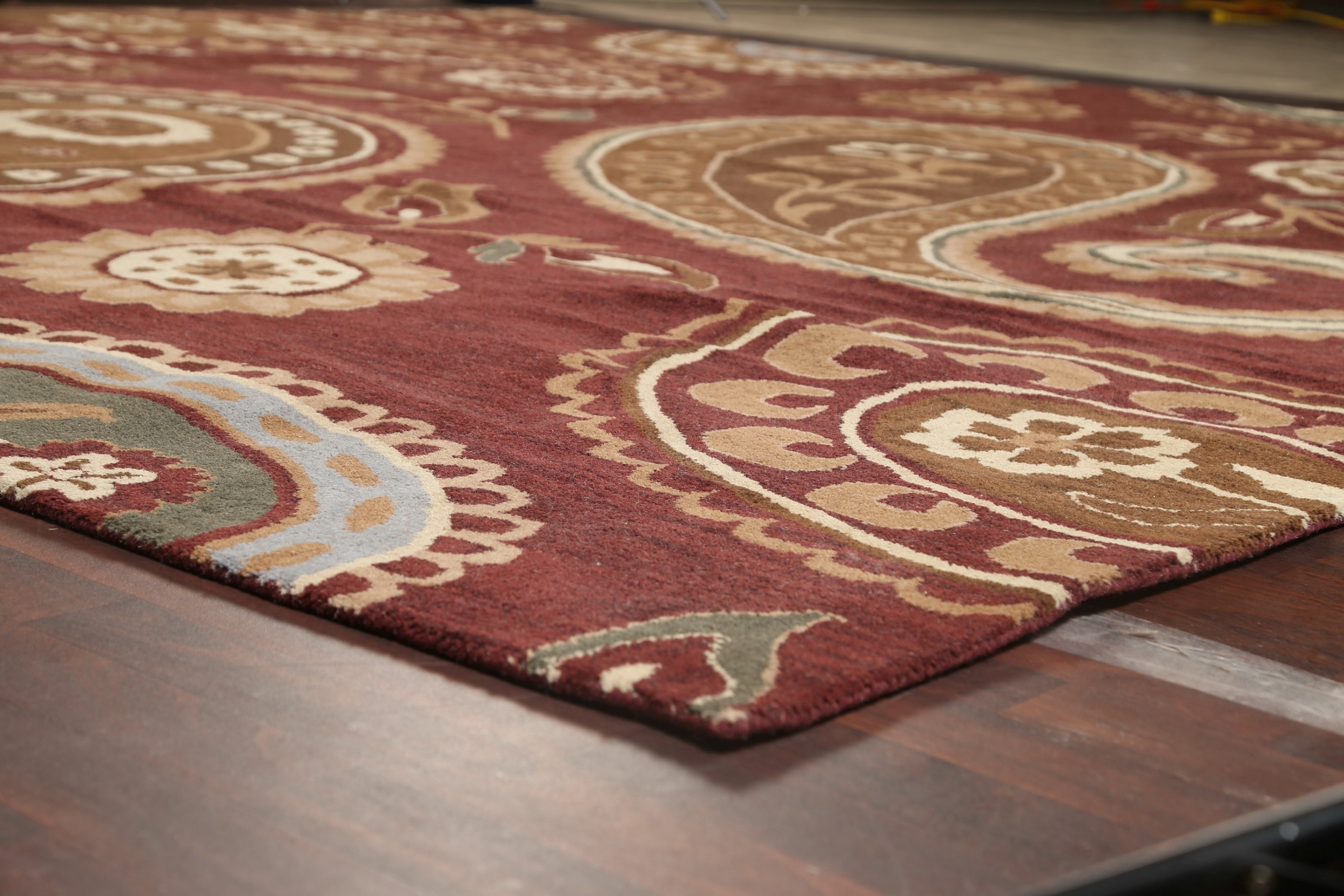 12x12 Paisley Modern Oriental Home Decor Area Rug HandTufted Wool