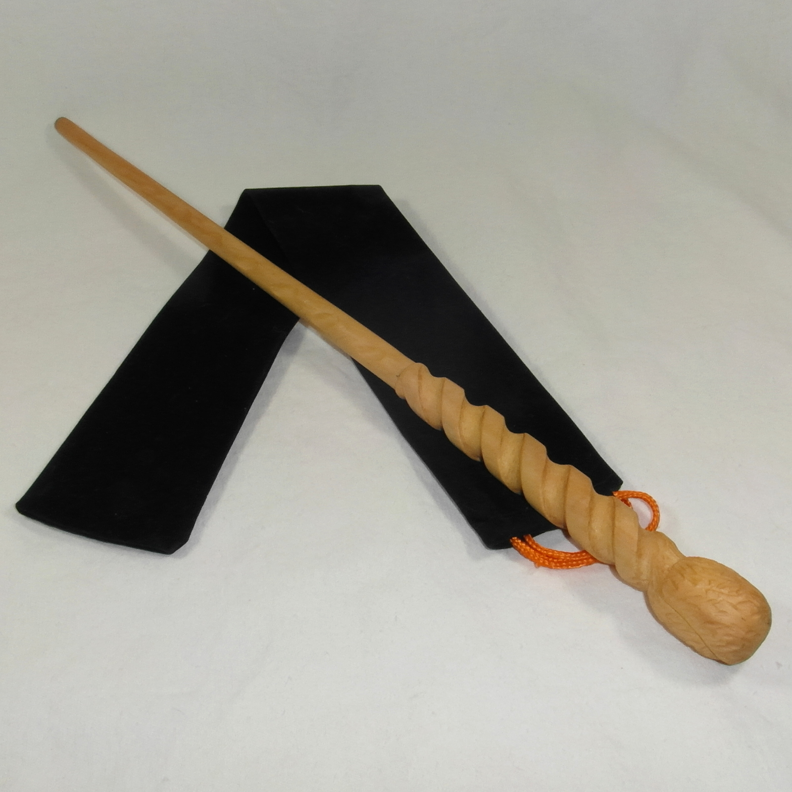 15" Hand Carved Mahogany Wood Crouch Jr. Magic Wand, Wiccan Wand Crafter