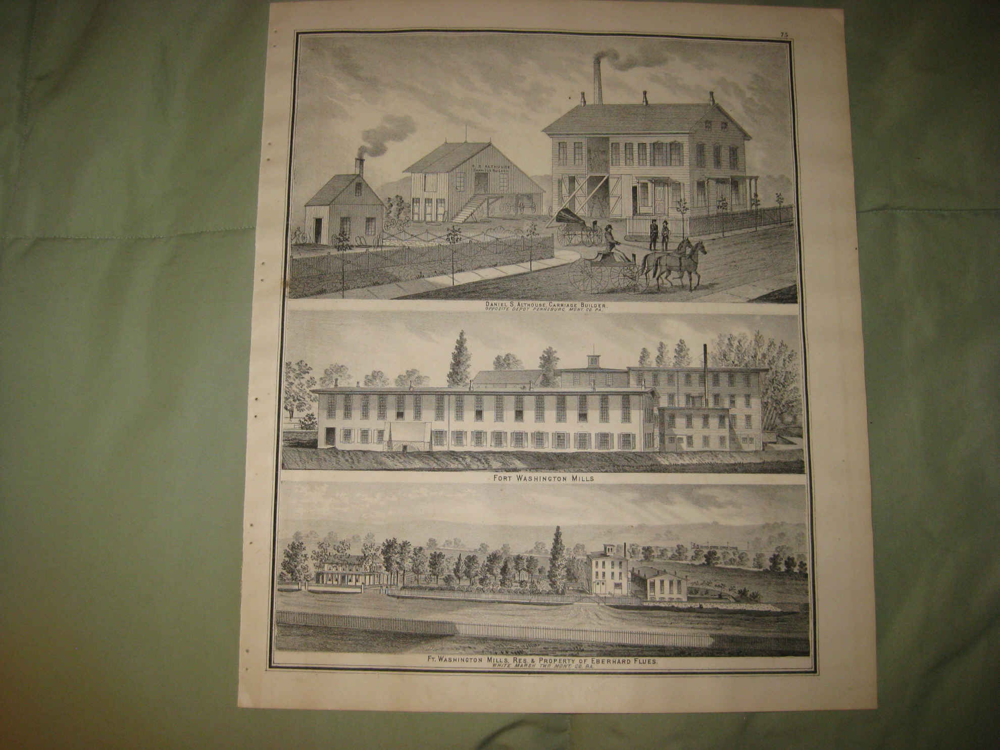 MINT ANTIQUE DOUGLASS TOWNSHIP PENNSYLVANIA MAP GILBERTSVILLE FORT