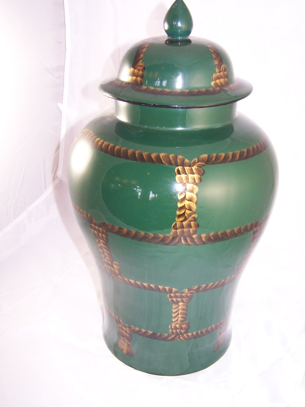Chinese Antiques Warehouse 4PC GREEN CHINESE TEMPLE JAR VASE SET