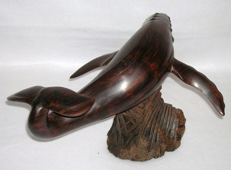 Encinitas Exotic Humpback Wood Whale Figurine Hand Carved