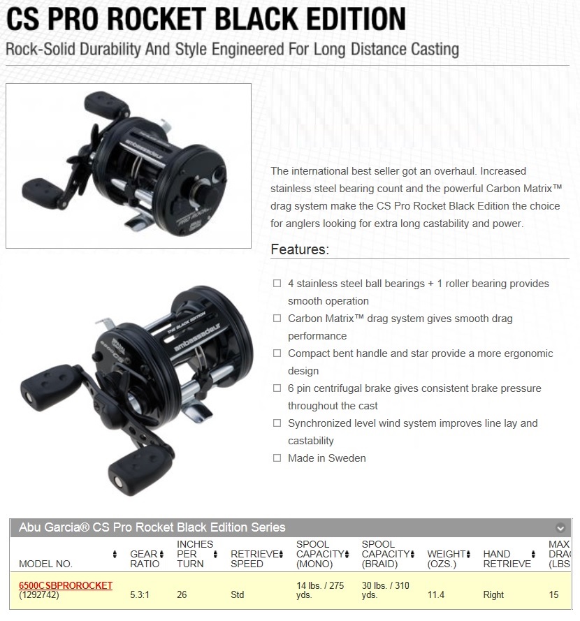 ABU GARCIA AMBASSADEUR 6500 CS Pro Rocket BLACK EDITION