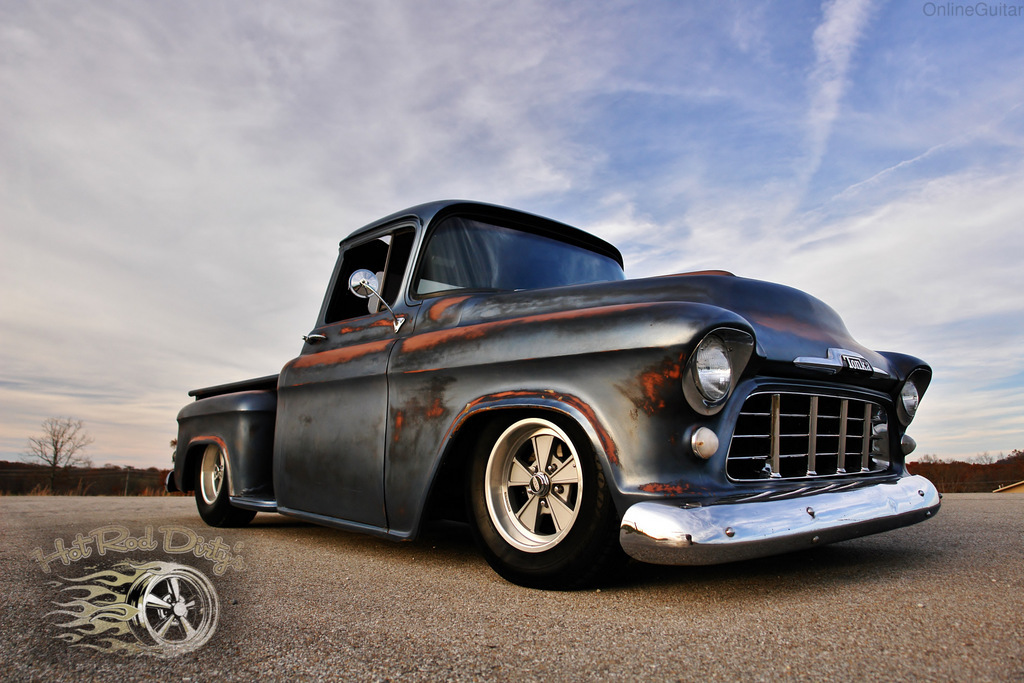 1955 Slammed Patina Pickup Shop Truck, V8, 700R4, Vintage Air, "Tonka Truck" The H.A.M.B.