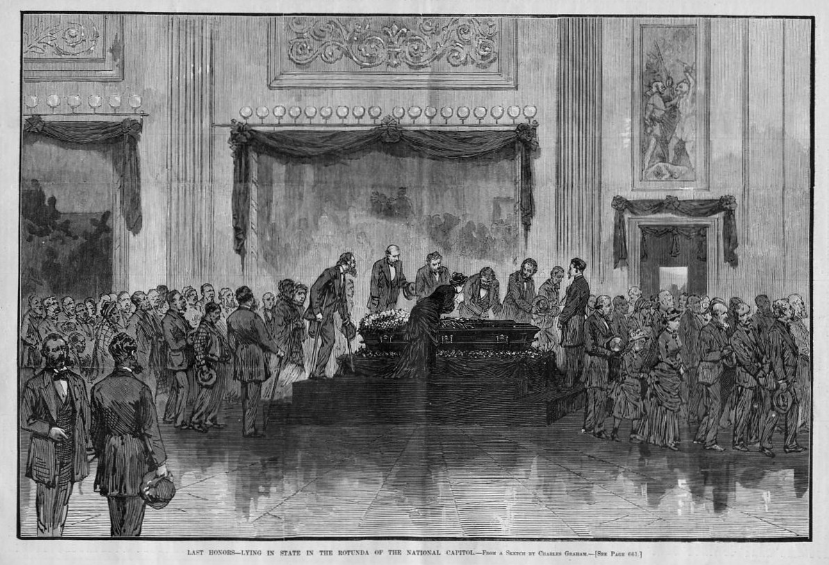 PRESIDENT GARFIELD FUNERAL CASKET LAST HONORS LYING IN STATE AT