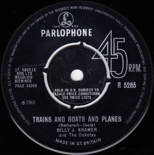Billy J. Kramer & The Dakotas Trains And Boats And Planes Vinyl (7
