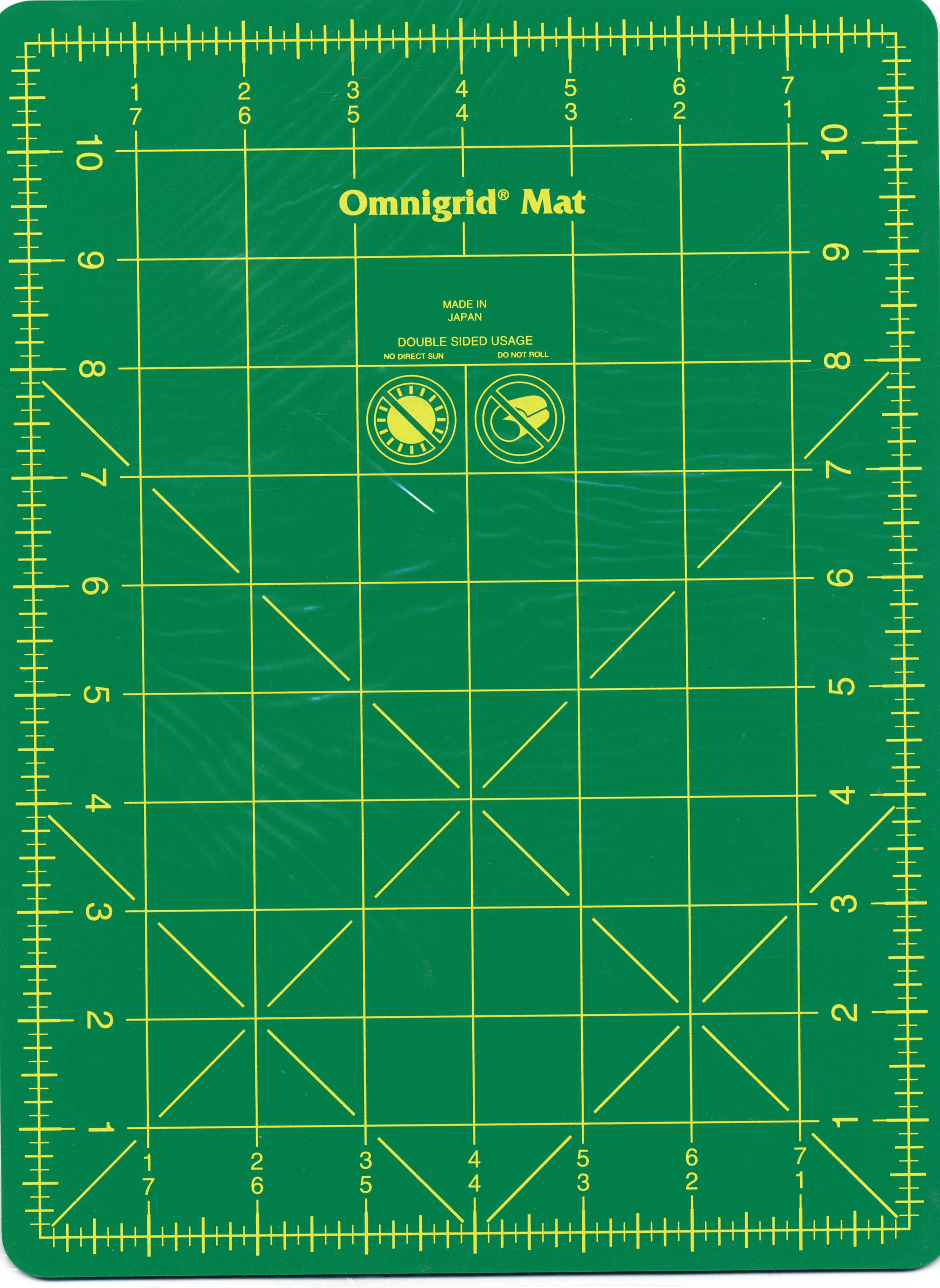 Cutting Mat Omnigrid Green with Yellow Grid 83/4in x 113/4in
