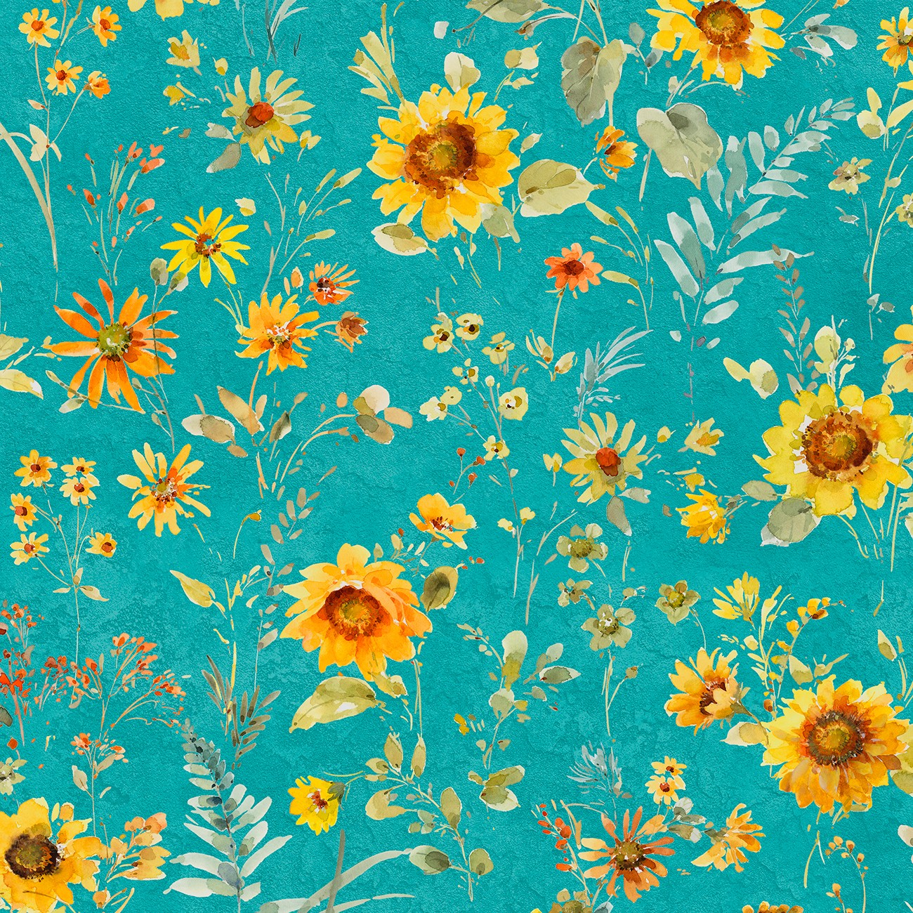 Teal Flowers By Audit, Lisa