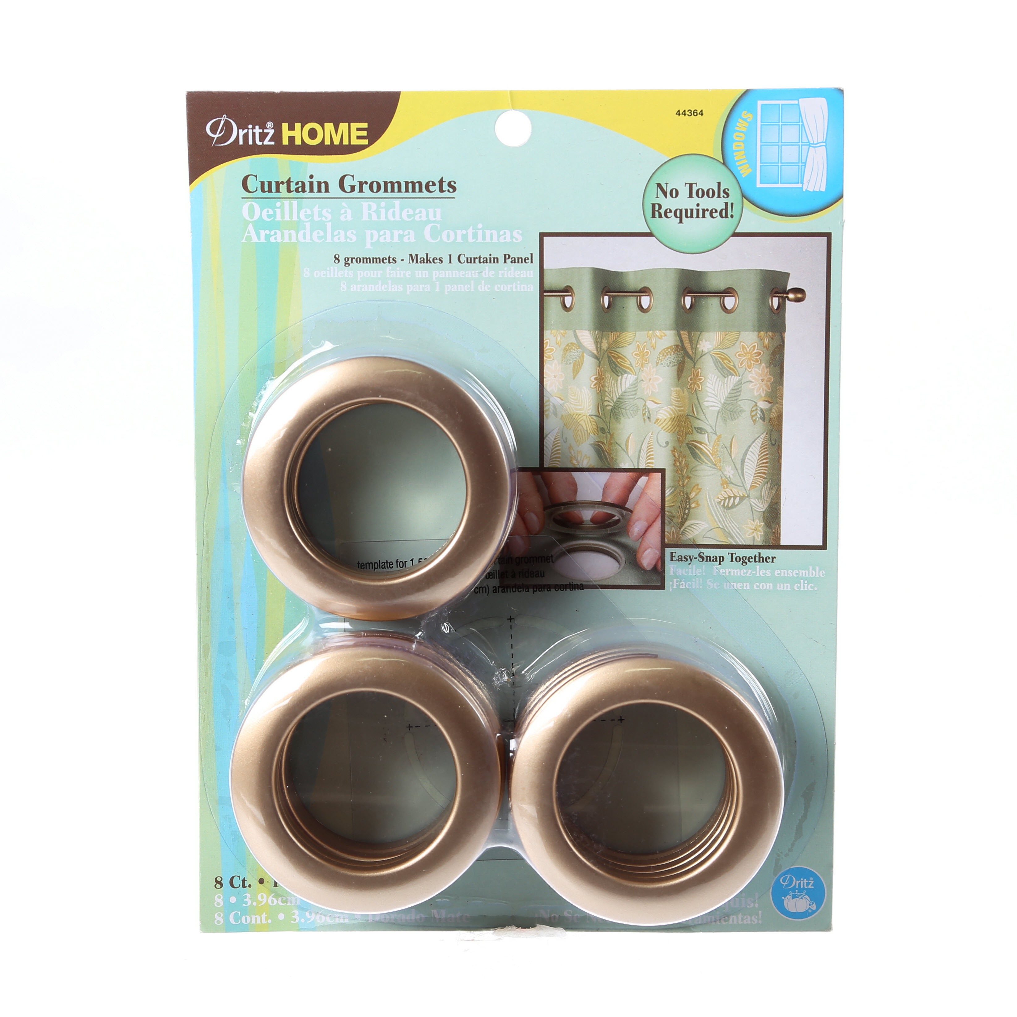 Curtain Grommet Large Matte Gold 19/16in 8ct