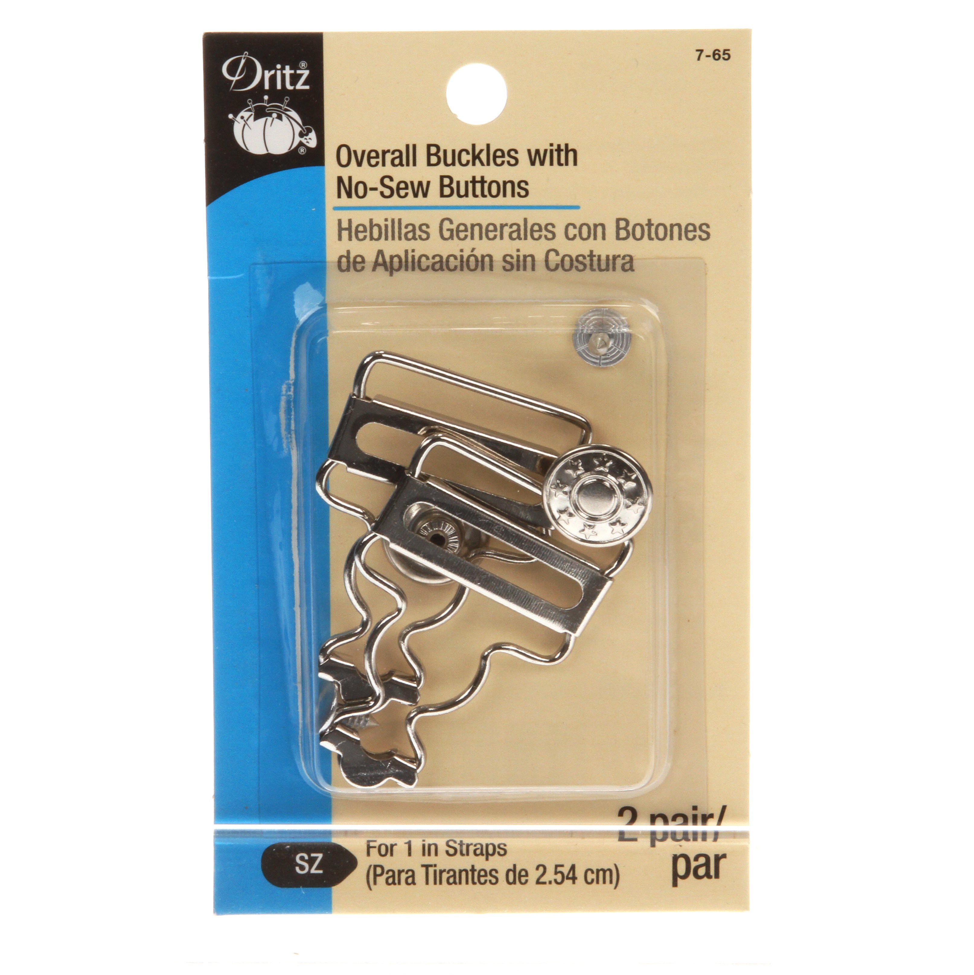 Overall Buckle With No Sew Buttons 1 1/8in Nickel